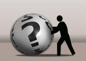 man and question ball